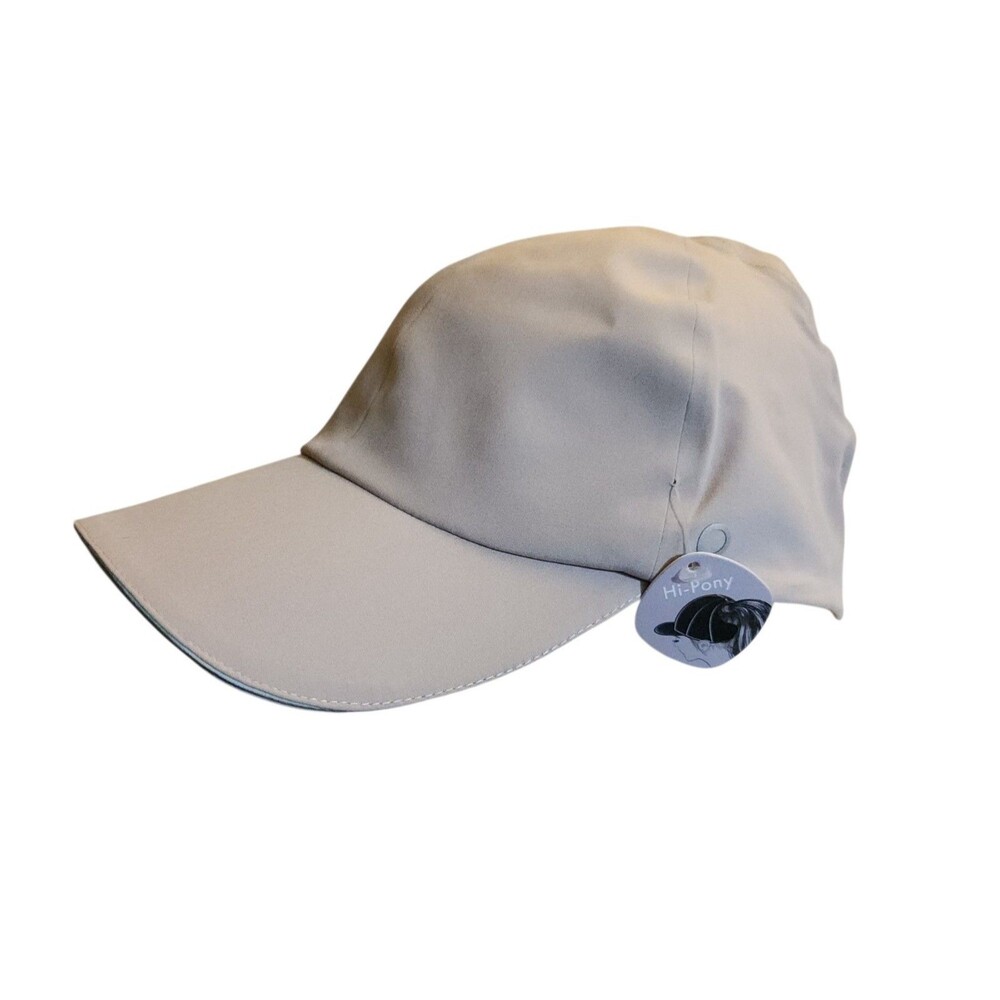 Skora Hi-Pony Running Cap Stretch UPF 40 Reflective Brim Adjustable Beige OSFM